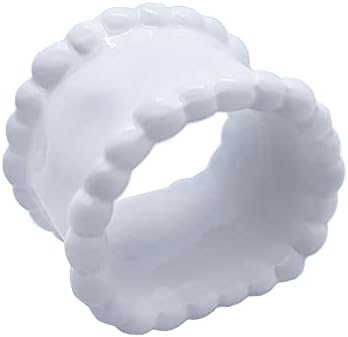 QIAOIDEA Porcelain Beaded Napkin Rings Pack of 4 1