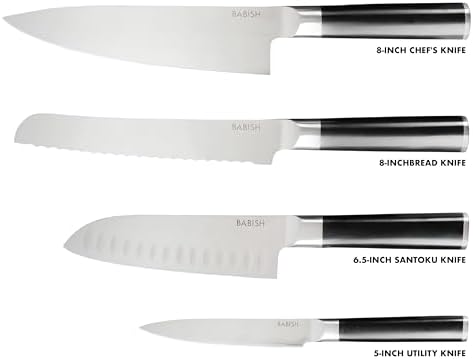 Babish 5 Piece German Steel Magnetic Forged Kitchen Knife Block Set
