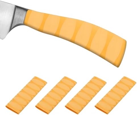 PATIKIL Heat Shrink Knife Handle Sleeve 4 Pack Yellow Oval