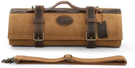High-Quality Chefs Knife Roll Bag with Leather