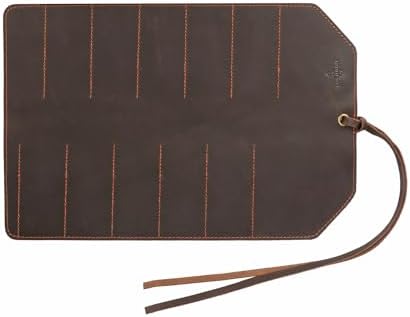 Tourbon Full Leather Knife Roll Case - 10 Slots for Tools