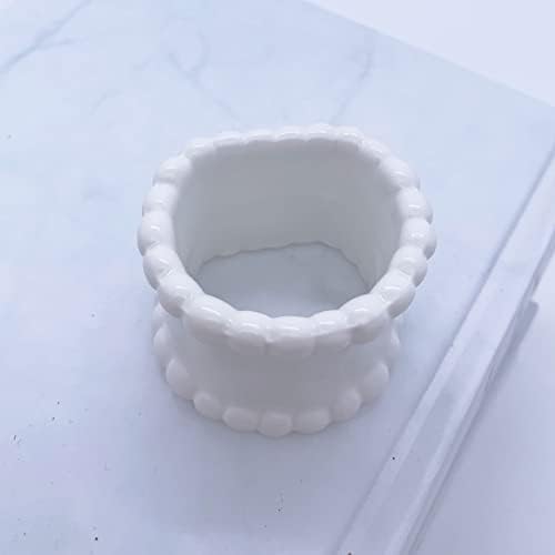 QIAOIDEA Porcelain Beaded Napkin Rings Pack of 4 1