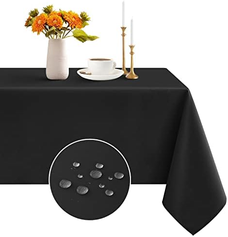 Romanstile Rectangle Tablecloth - Waterproof Wrinkle Resistant Washable 60x102 inch Black
