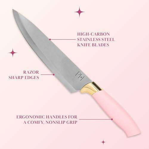 12-Piece Knife Set Precision Sharp stainless steel Ergonomic Design Stylish Pink