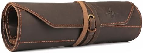 Tourbon Full Leather Knife Roll Case - 10 Slots for Tools