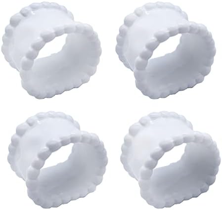 QIAOIDEA Porcelain Beaded Napkin Rings Pack of 4 1