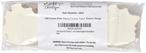 Perfect for Spring Events 100 Napkin Rings with Peony Flower