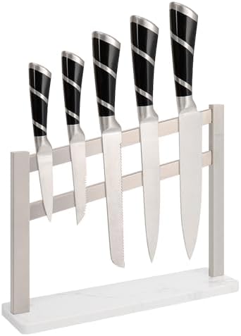Sturdy Stainless Steel Magnetic Knife Holder with Marble Base