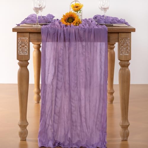Elegant Purple Cheesecloth Table Runners