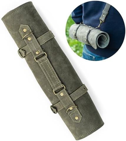 High-Quality Leather Knife Roll Bag for Chefs Olive-Green