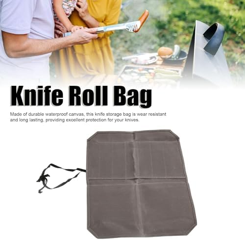 7 Slot Waxed Canvas Knife Roll Bag Waterproof Cut-Resistant