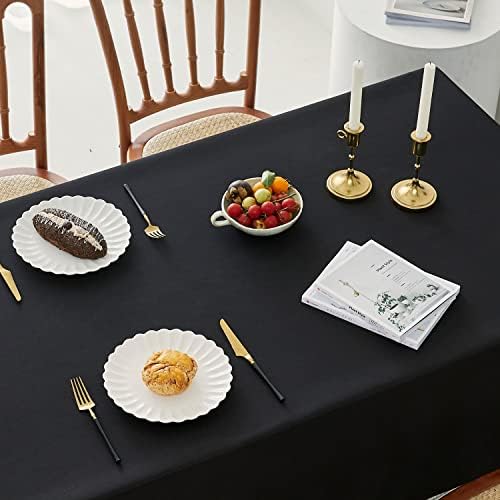 Romanstile Rectangle Tablecloth - Waterproof Wrinkle Resistant Washable 60x102 inch Black