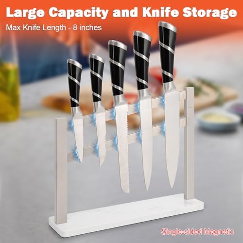 Sturdy Stainless Steel Magnetic Knife Holder with Marble Base
