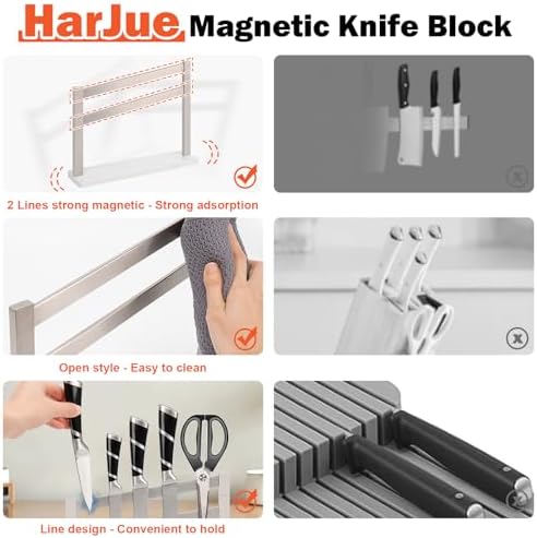Sturdy Stainless Steel Magnetic Knife Holder with Marble Base