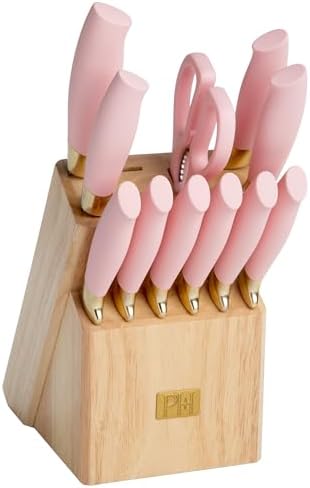 12-Piece Knife Set Precision Sharp stainless steel Ergonomic Design Stylish Pink