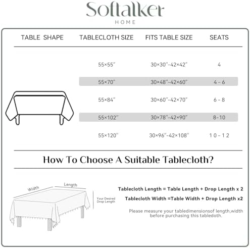 Gingham Tablecloth with Tassels Soft Elegant Leak-Proof Design