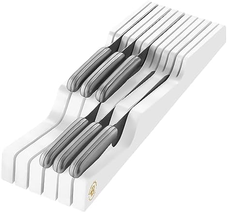 Bambsi Drawer Knife Block Organizer - 5 Large 6 Small Knife Holder