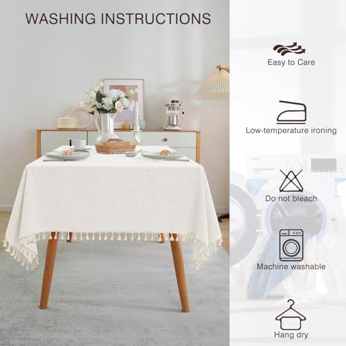 Sturdy Ivory Tablecloth for Kitchen Dining Entertaining