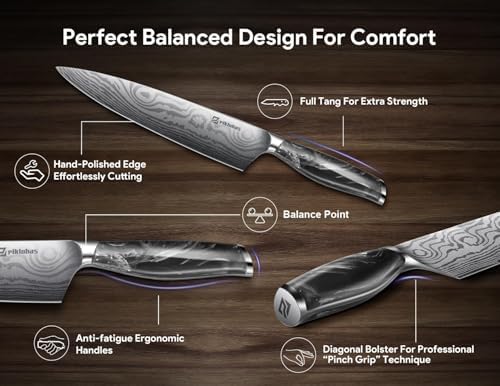 Ergonomic Damascus Kitchen Knife Set
