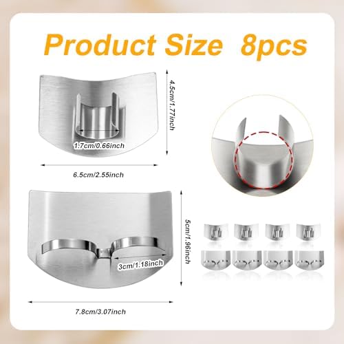 8pcs Stainless Steel Finger Guards with Open-Ring Design