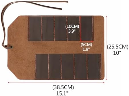 Tourbon Full Leather Knife Roll Case - 10 Slots for Tools