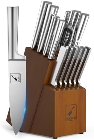 15-Piece Ultra-Sharp Japanese Stainless Steel Knife Set Ergonomic Design Dishwasher Safe