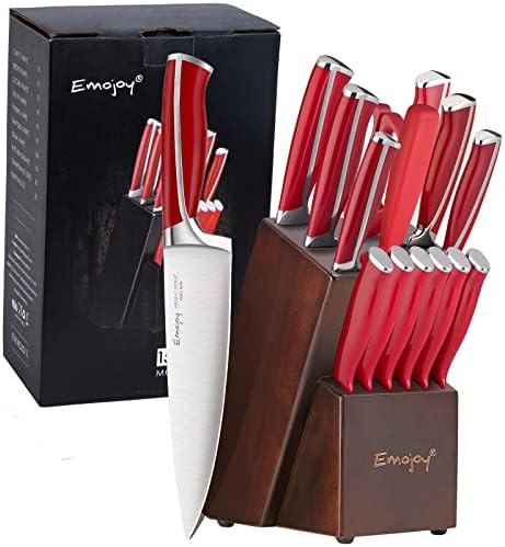 Emojoy 15-Piece Knife Set Red