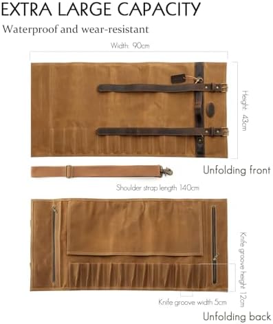 High-Quality Chefs Knife Roll Bag with Leather