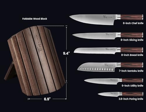 SyokAMI 7-Piece Japanese-Style Knife Set with Magnetic Acacia Block