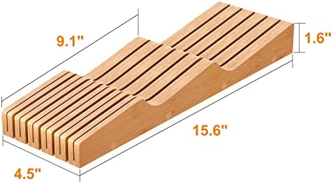 GHWIE Bamboo Knife Block Organizer for Drawer