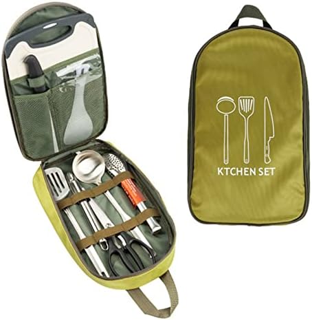 Jaugufiy Chef Knife Bag Portable Waterproof Cutlery Organizer Green
