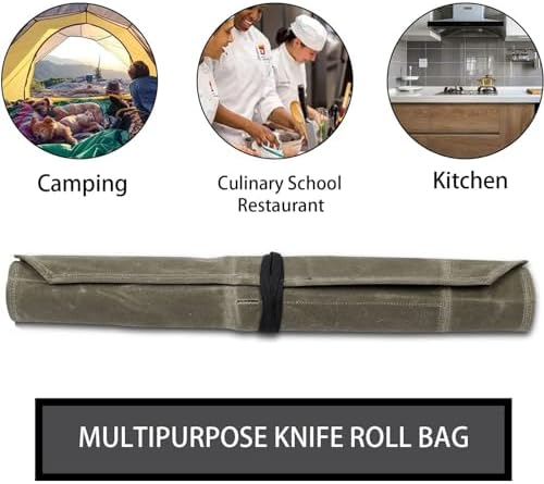 Compact Canvas Knife Holder with 7 Sections for Cooking Enthusiasts