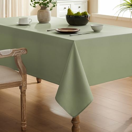 Veblandy Textured Tablecloth for Kitchen Dining Sage Green