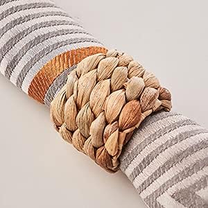 Handmade Water Hyacinth Napkin Rings 12 Piece Set for Parties Weddings