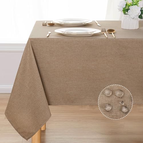 DWCN Rectangle Faux Linen Tablecloth - 60x84 Inch Khaki 1