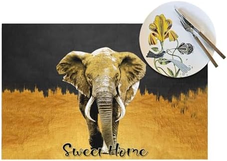 Elephant Placemats Set of 4 Black Gold Table Mats