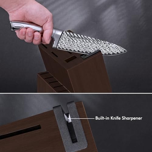 AsterCook Premium German Stainless Steel 15-Piece Knife Set with Built-In Sharpener