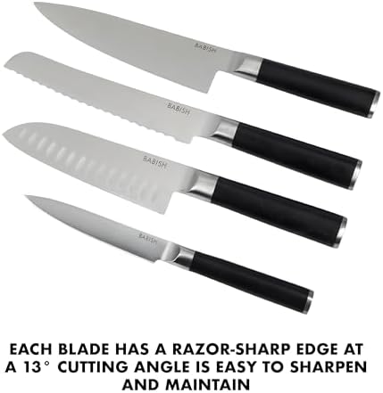 Babish 5 Piece German Steel Magnetic Forged Kitchen Knife Block Set