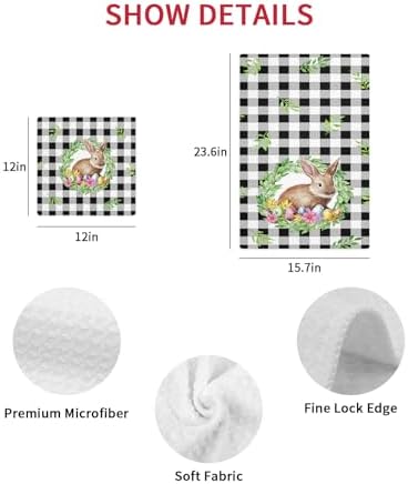 Easter Bunny Waffle Towels Quick-Dry Absorbent Perfect for Kitchen Bathroom