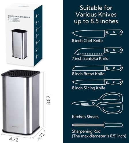 KITCHENDAO XL - Universal Stainless Steel Knife Block