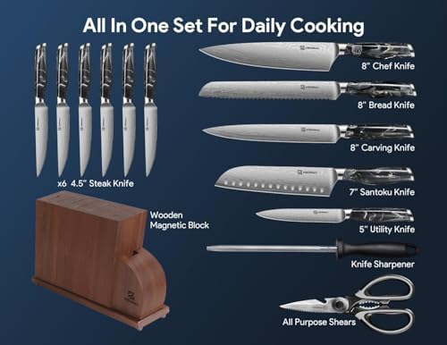 Ergonomic Damascus Kitchen Knife Set