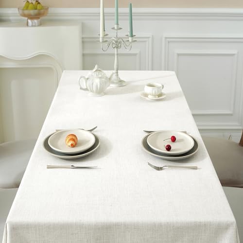 Sturdy Ivory Tablecloth for Kitchen Dining Entertaining