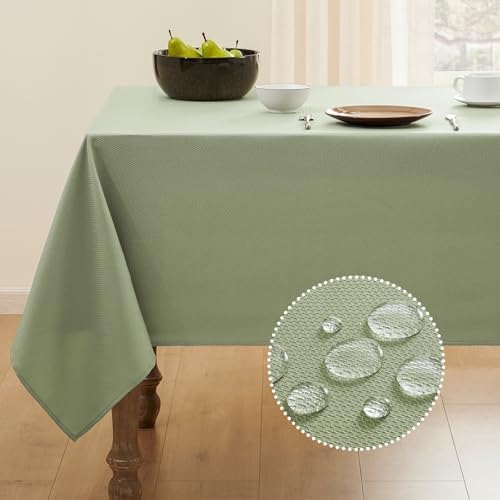 Veblandy Textured Tablecloth for Kitchen Dining Sage Green
