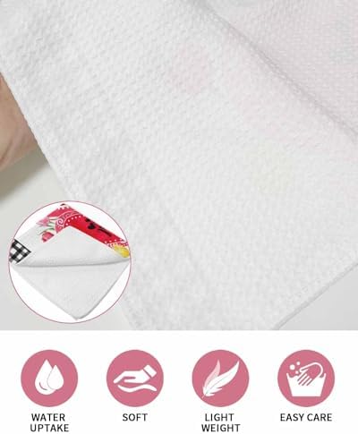 Valentines Day Waffle Kitchen Hand Towels Set of 3