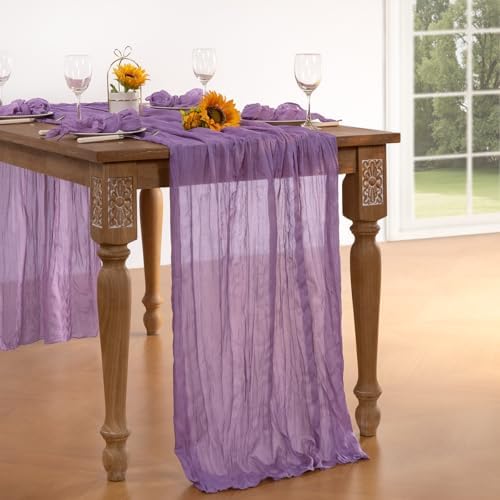 Elegant Purple Cheesecloth Table Runners