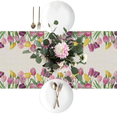 BOTB LIHM 13x90 Inch Burlap Table Runner for Home Kitchen Dining