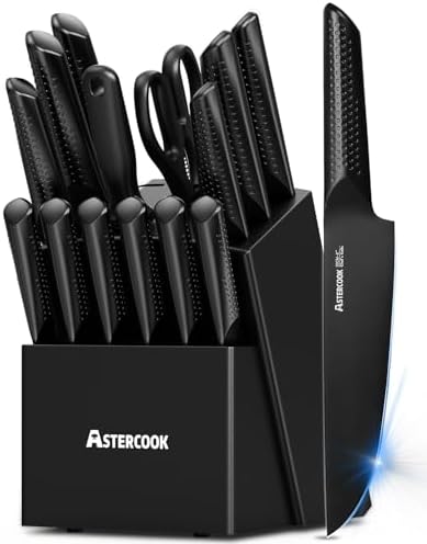 Astercook 15-Piece Chef Knife Set with Block