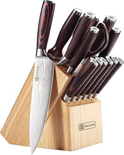 High-Quality Kitchen Knife Block Set 14-Piece German Stainless Steel Kitchen Gadgets