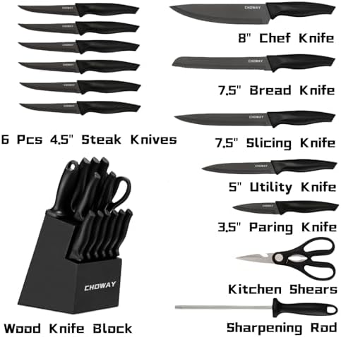 CHOWAY 14-Piece Knife Set with Storage Block