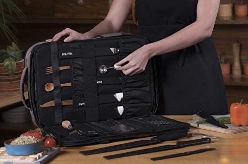 Asaya Chef Knife Backpack with 20 Pocket Knife Roll Bag
